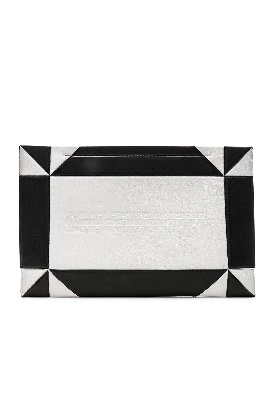 Image 1 of CALVIN KLEIN 205W39NYC Geometric Quilted Clutch in White & Black