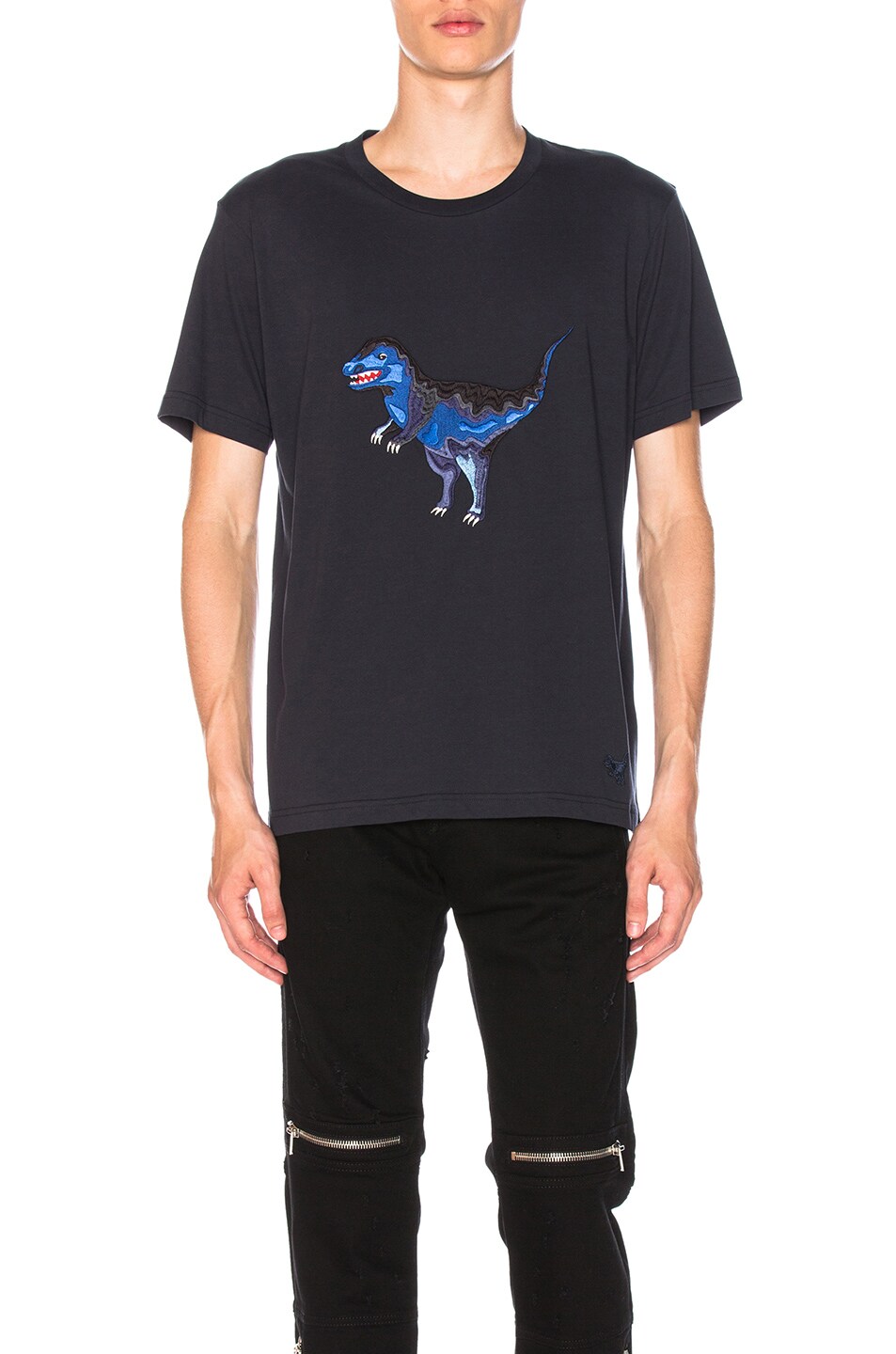 Image 1 of Coach Rexy Embroidered Tee Shirt in Navy