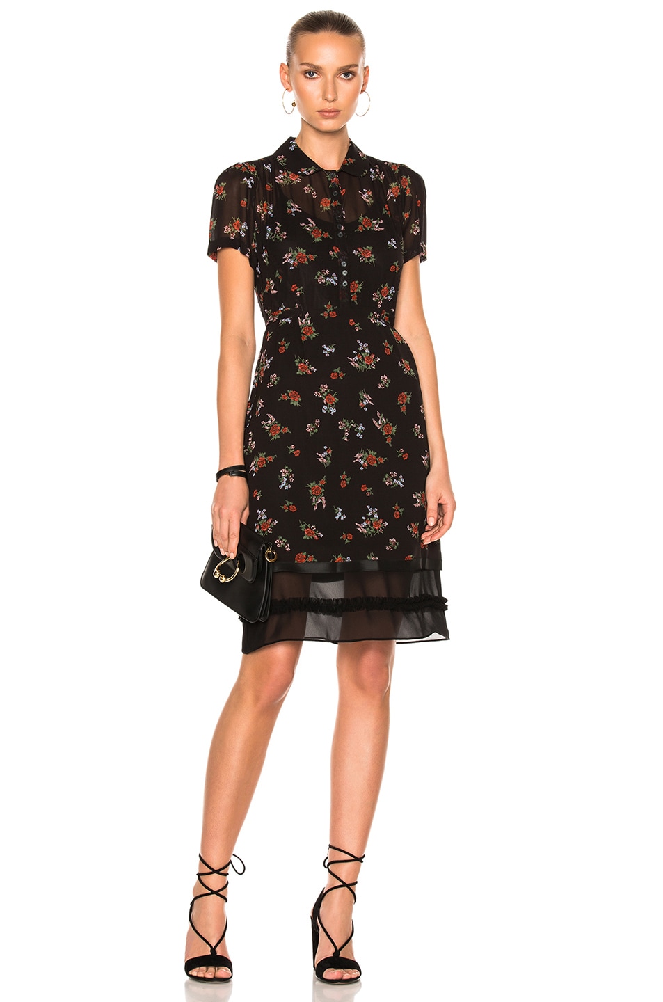 Image 1 of Coach Georgette Shirtdress in Black Multicolor