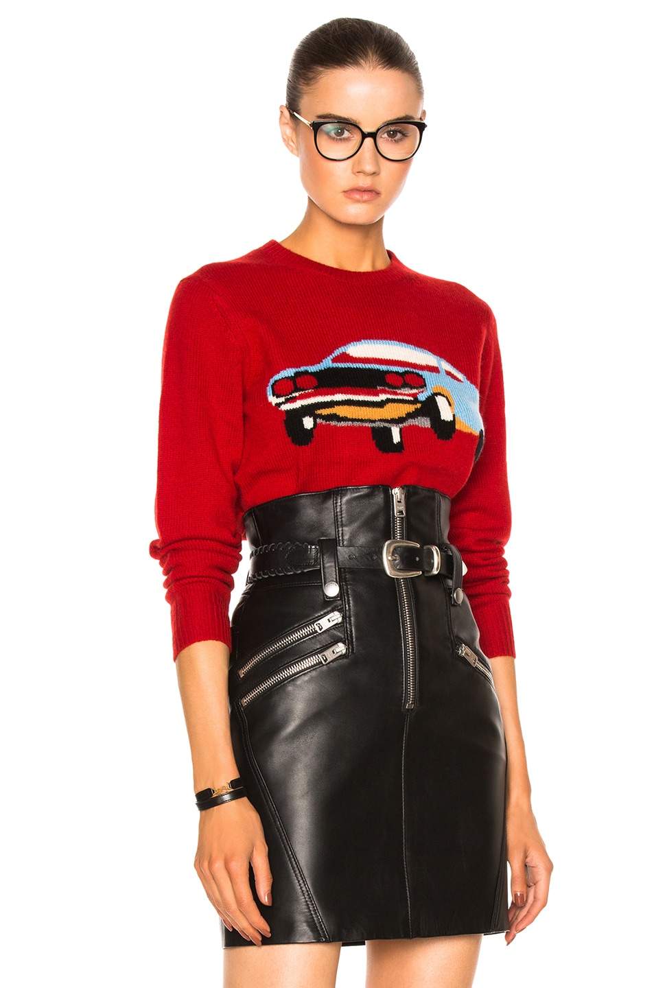 Image 1 of Coach Cashmere Car Sweater in Red