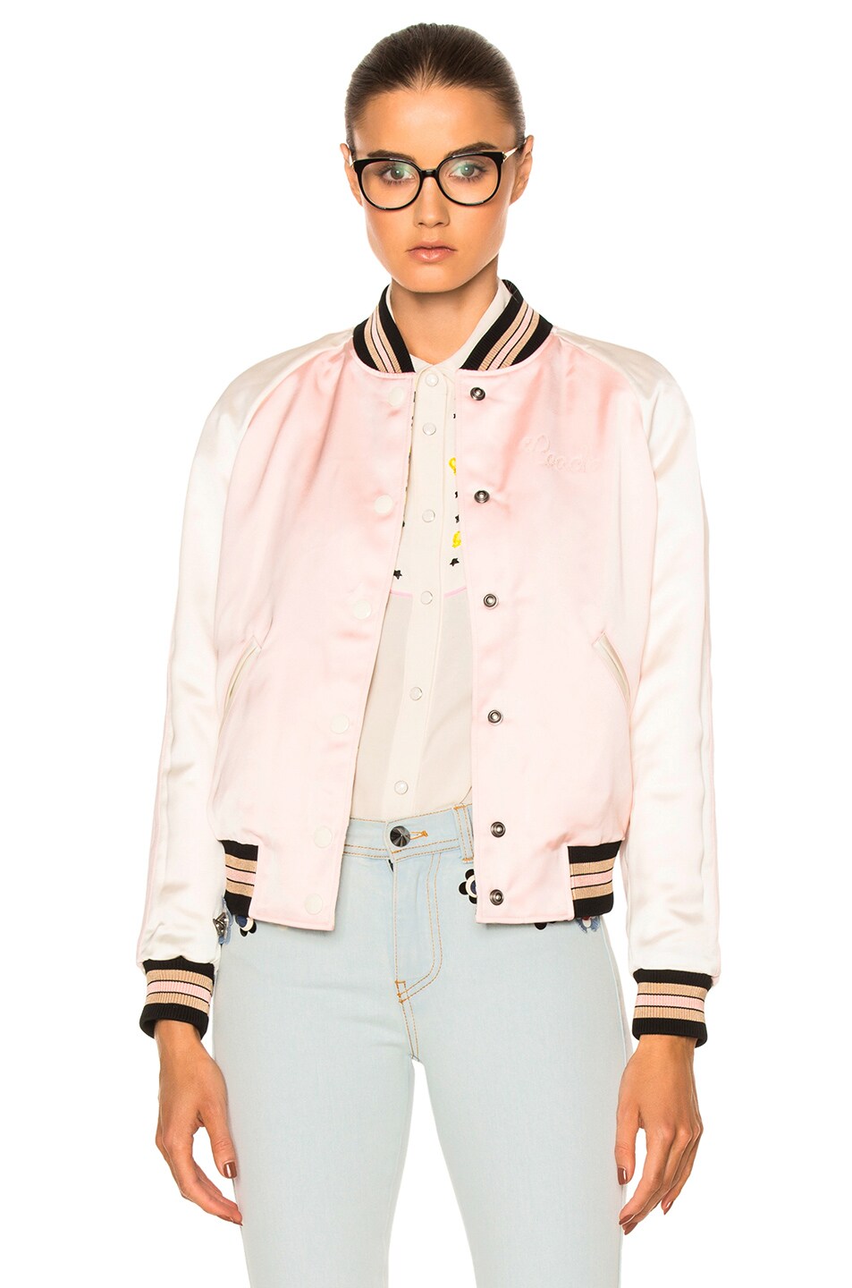 Image 1 of Coach Reversible Varsity Jacket in Pink Multi