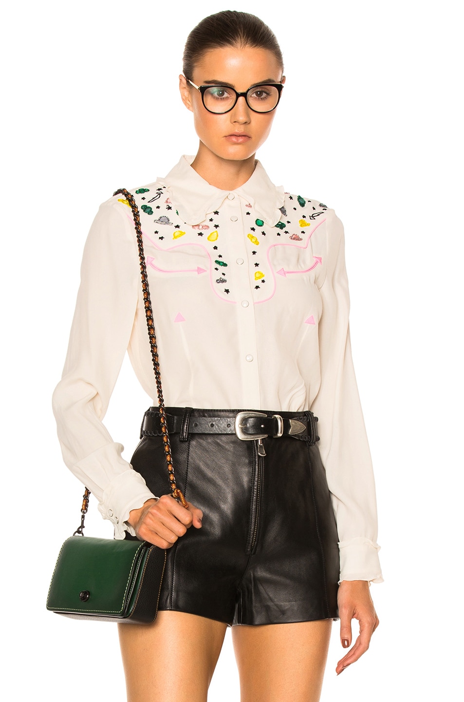 Image 1 of Coach Western Embellished Top in Natural