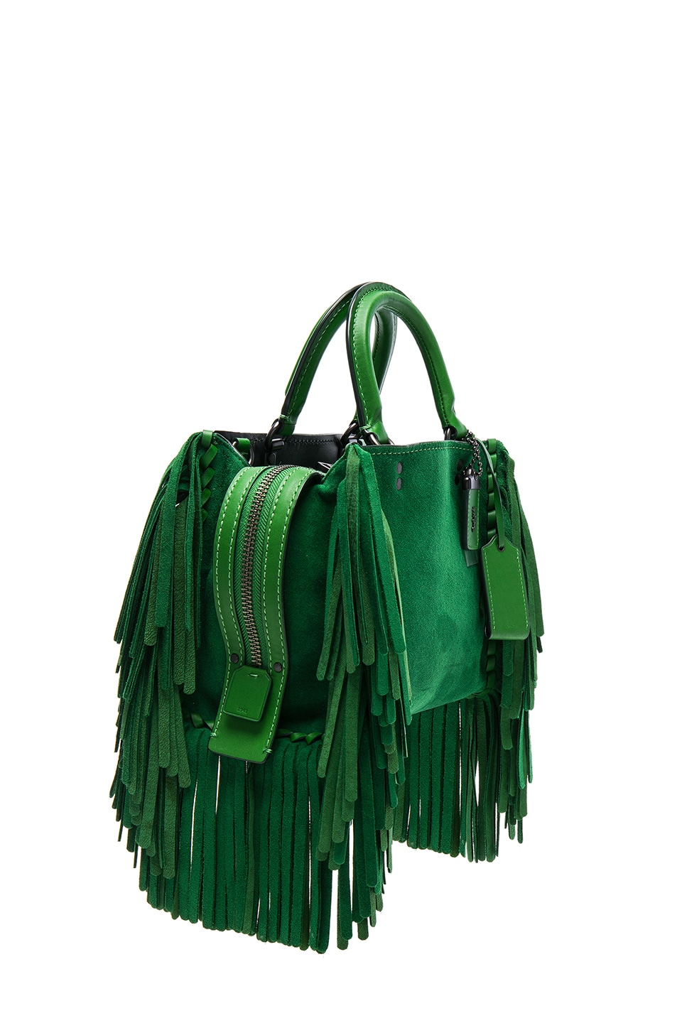 Coach Suede Fringe Rogue Bag in Kelly Green FWRD