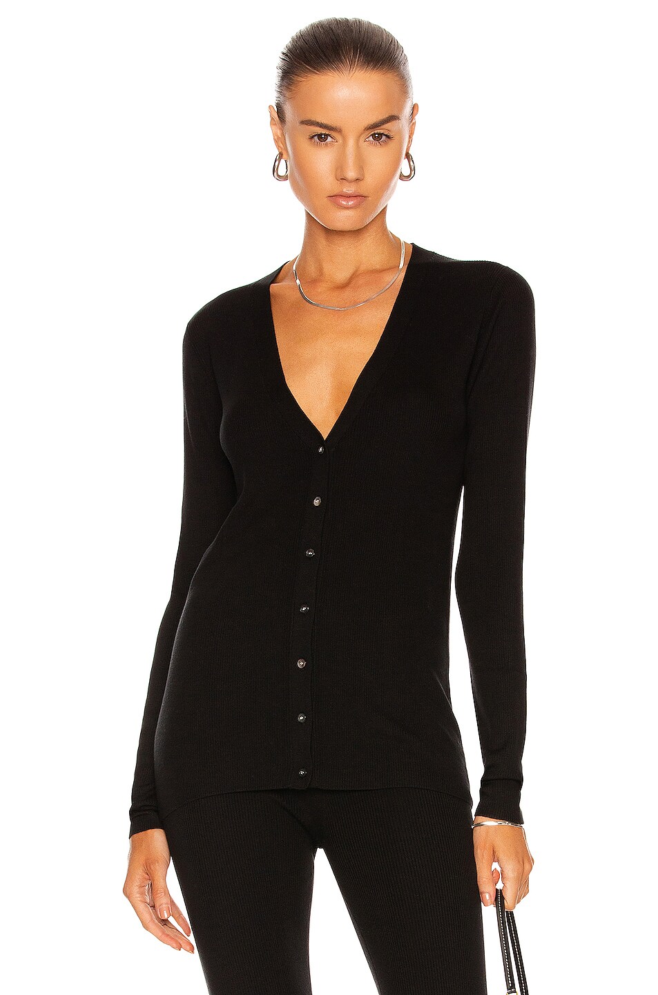 Image 1 of CO Ribbed Cardigan in Black
