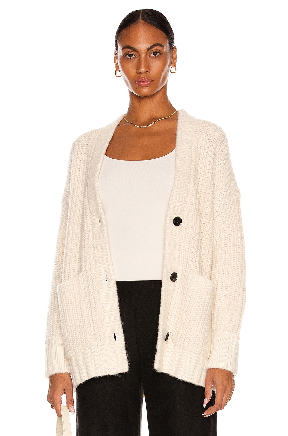 Image 1 of CO Crop Patch Pocket Cardigan in Ivory