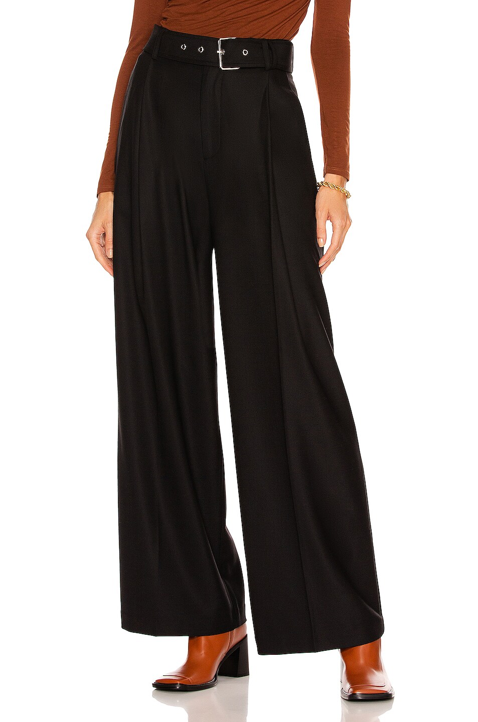 Image 1 of CO Belted Pleat Trouser in Black