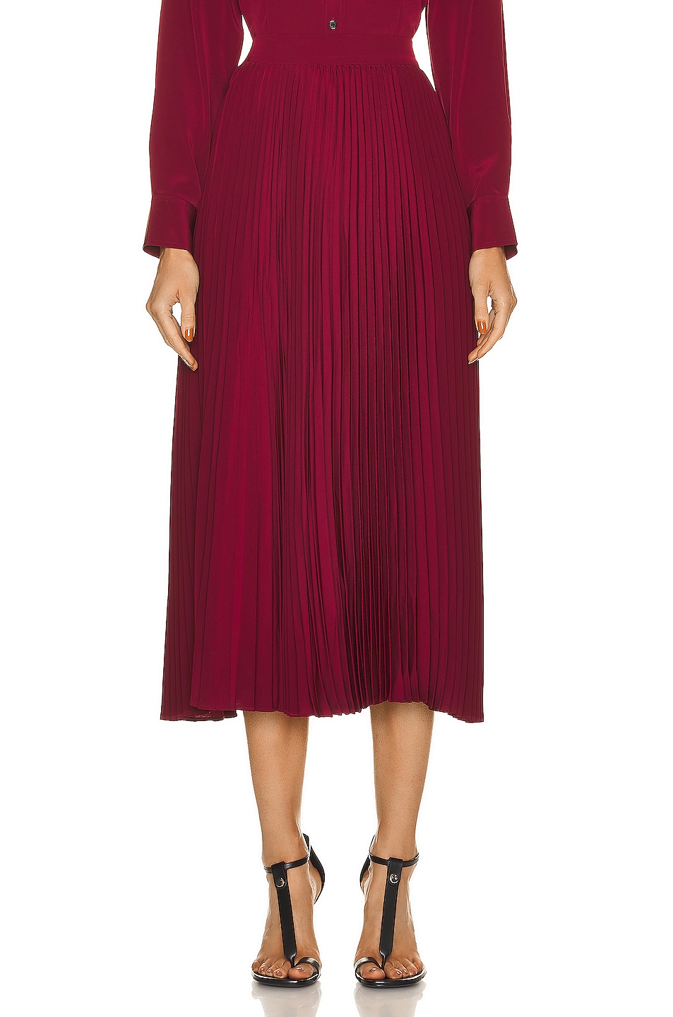 Image 1 of CO Pleated Elastic Skirt in Cabernet
