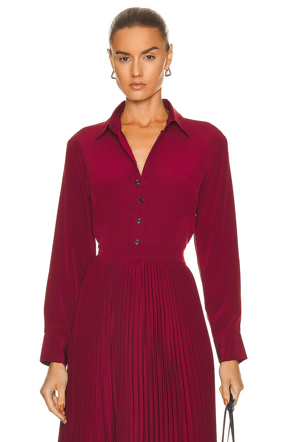 Image 1 of CO Classic Button Front Blouse in Cabernet