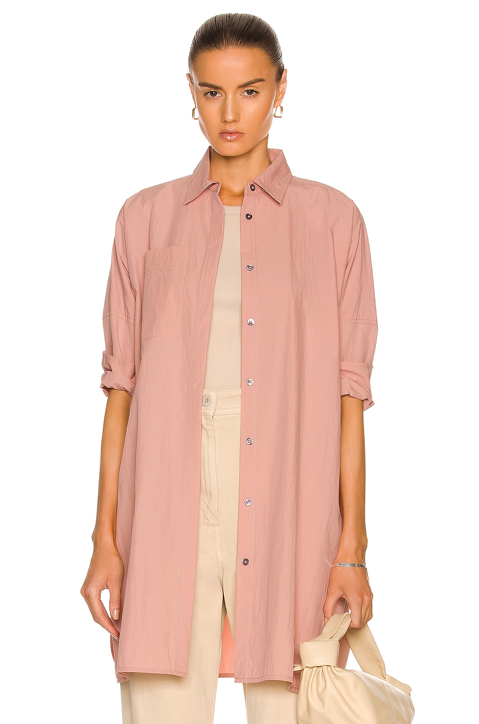 Image 1 of CO Button Down Tunic Shirt in Dusty Pink