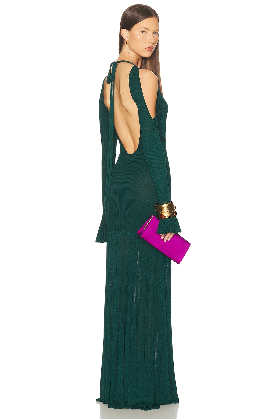 Cold Shoulder Maxi Dress in Green