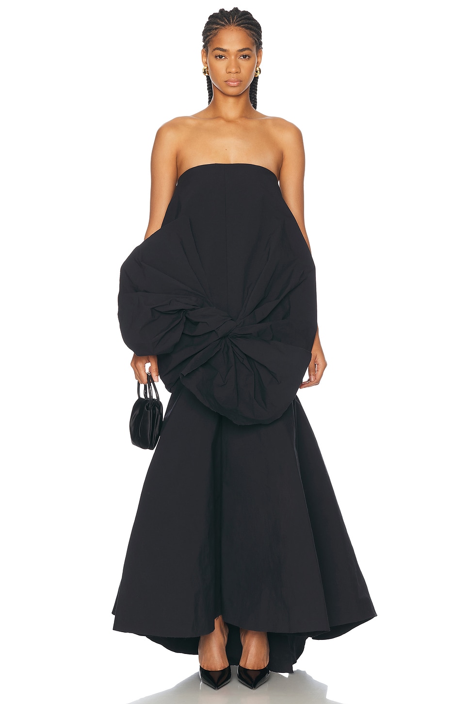 Tie Front Bubble Gown in Black