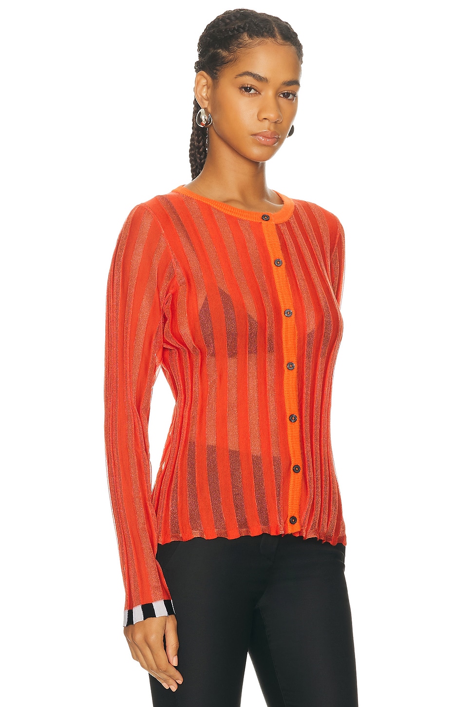 Christopher John Rogers Pleated Cardigan In Orange