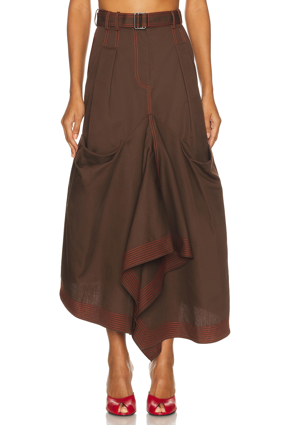 Christopher John Rogers Trumpet Skirt In Brown