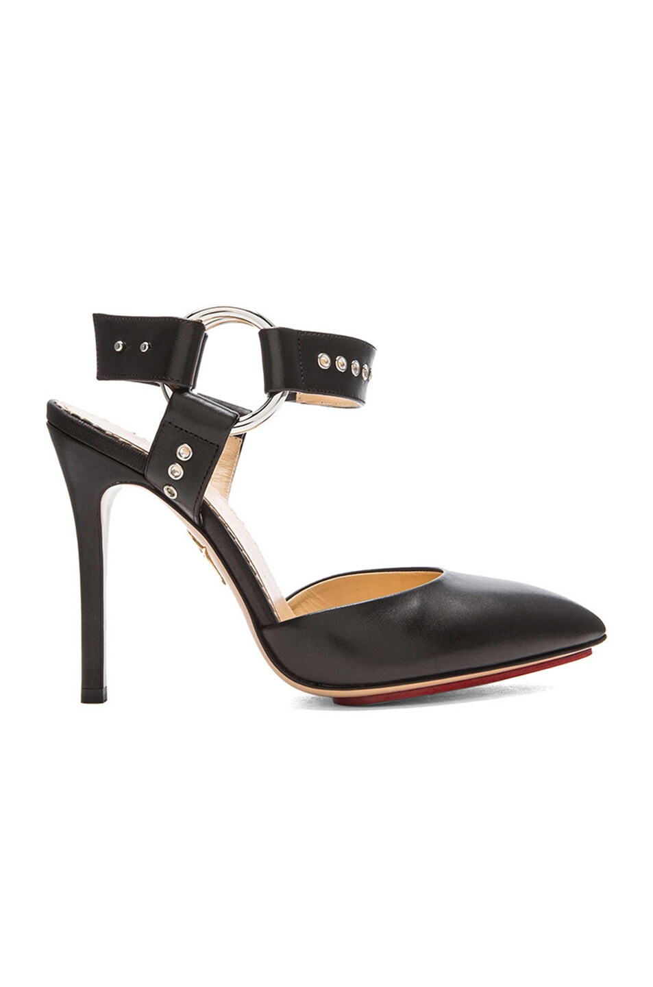 Image 1 of Charlotte Olympia Domina Leather Heels in Black
