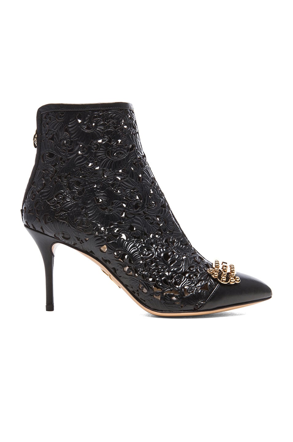 Image 1 of Charlotte Olympia Myrtle Leather Booties in Onyx