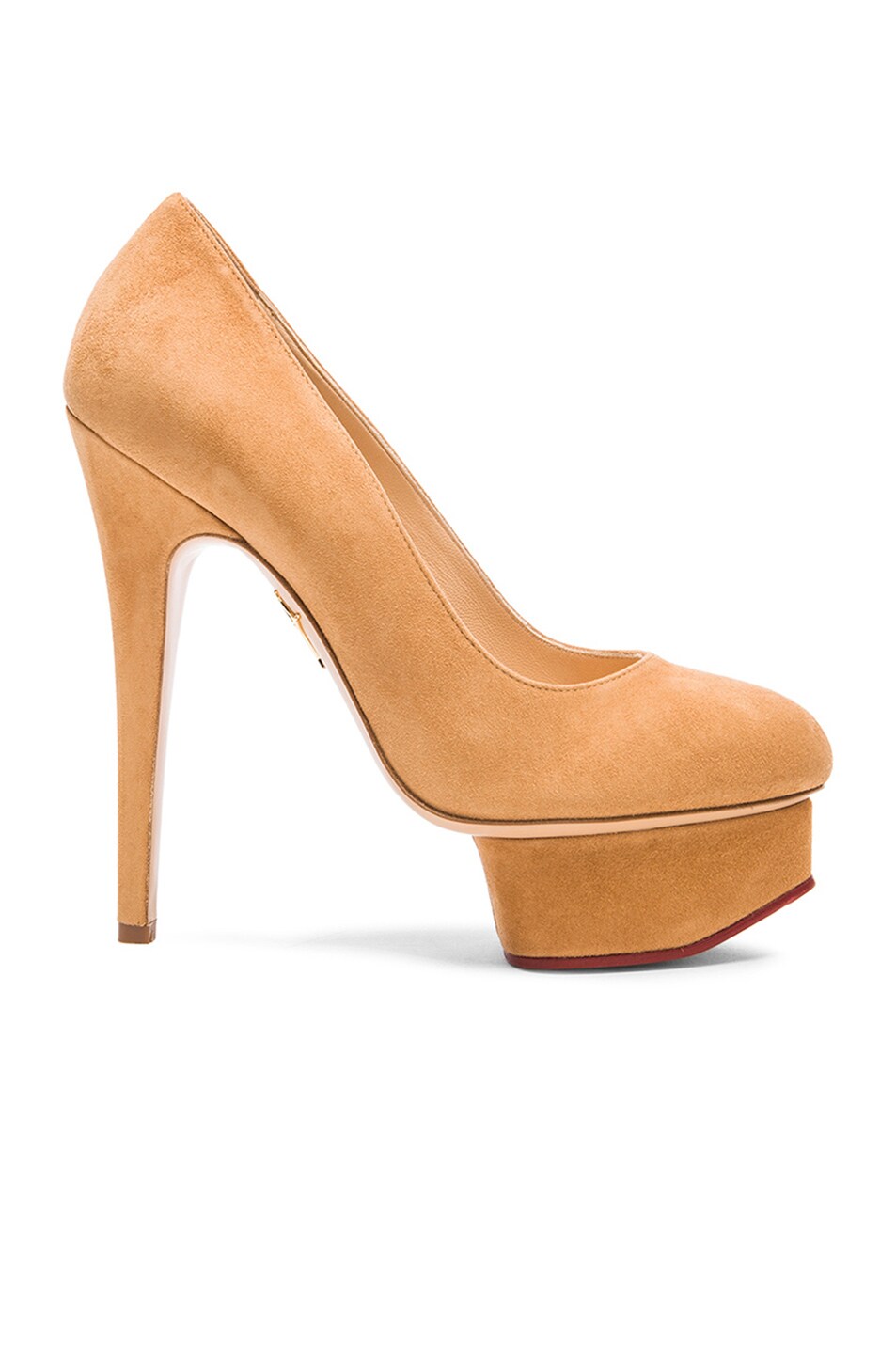 Image 1 of Charlotte Olympia Suede Sundance Dolly Pumps in Wheat