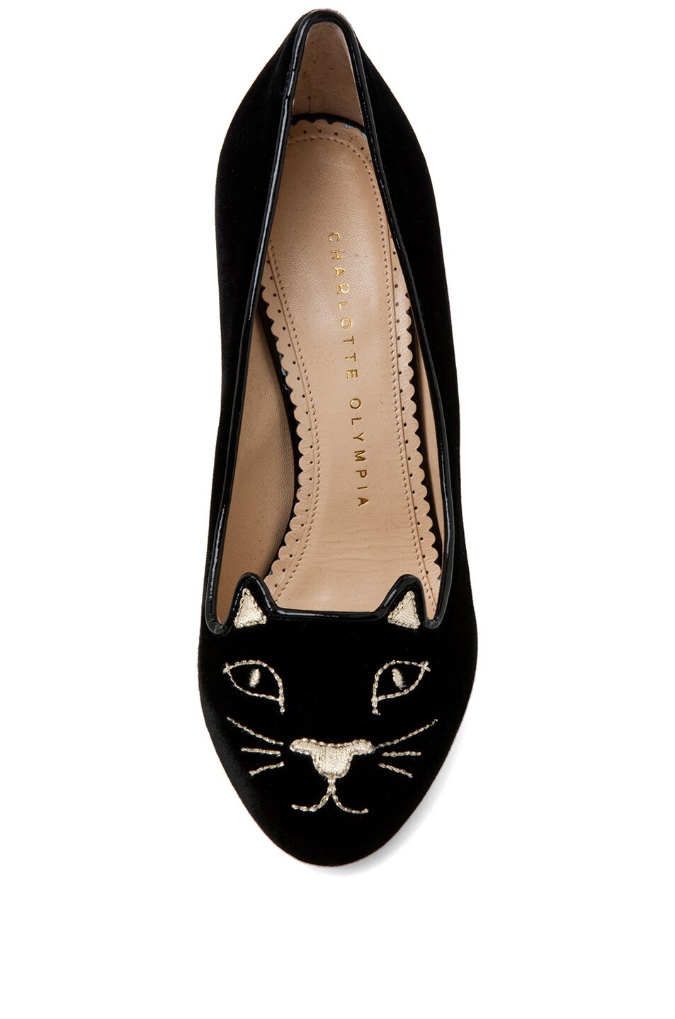 Charlotte Olympia Kitty Velvet Pumps in Black Velvet | FWRD