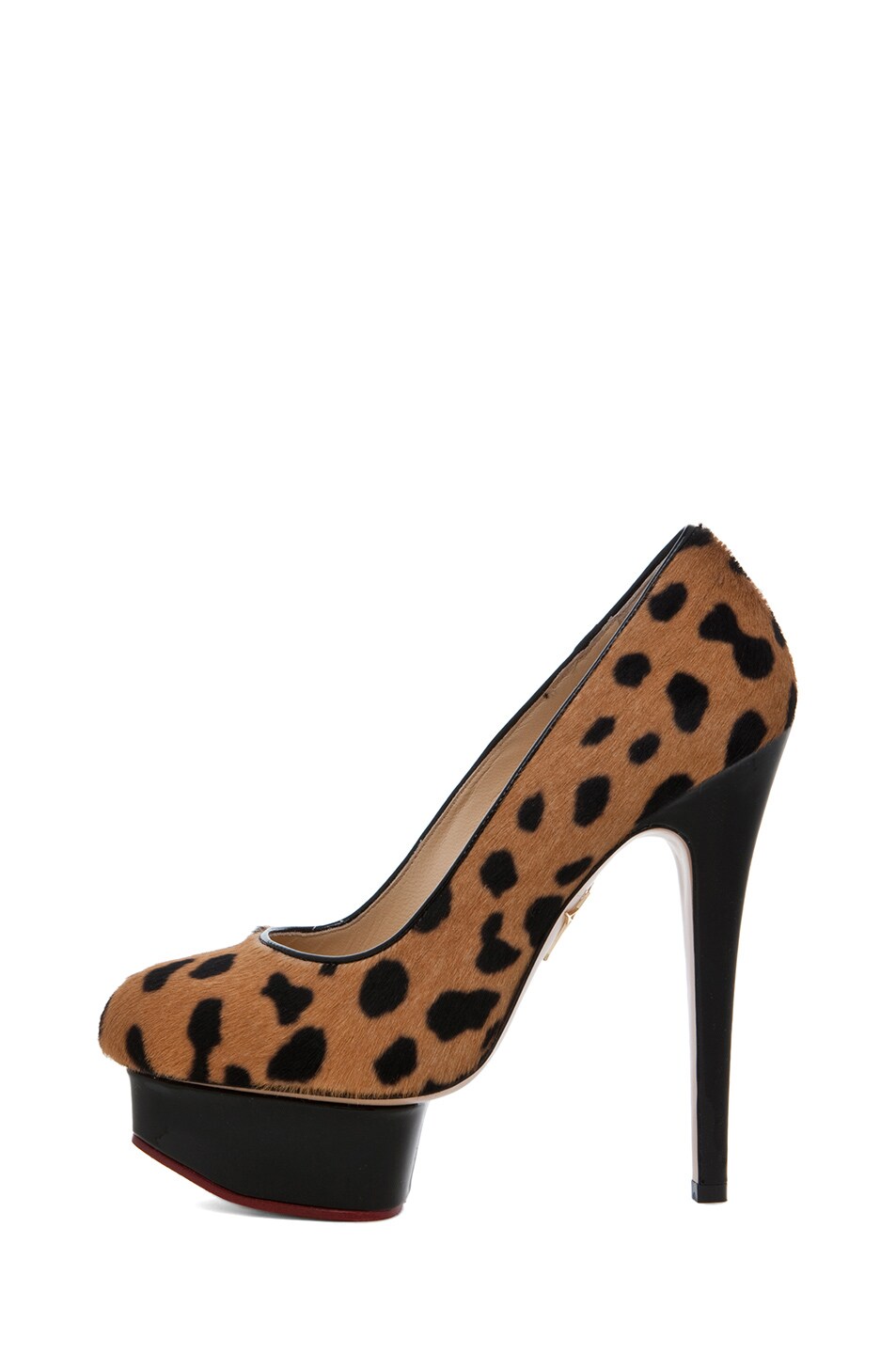 Image 1 of Charlotte Olympia Polly Calf Hair Pump in Hyena Black