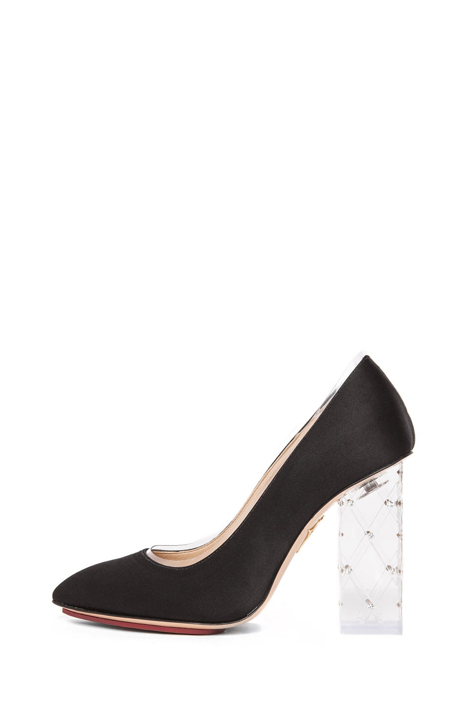 Image 1 of Charlotte Olympia Odette PVC and Crystal Heel Pump in Black