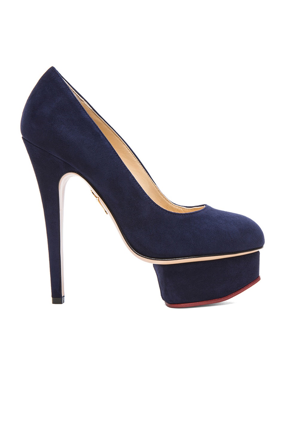 Image 1 of Charlotte Olympia Dolly Suede Pumps in Navy
