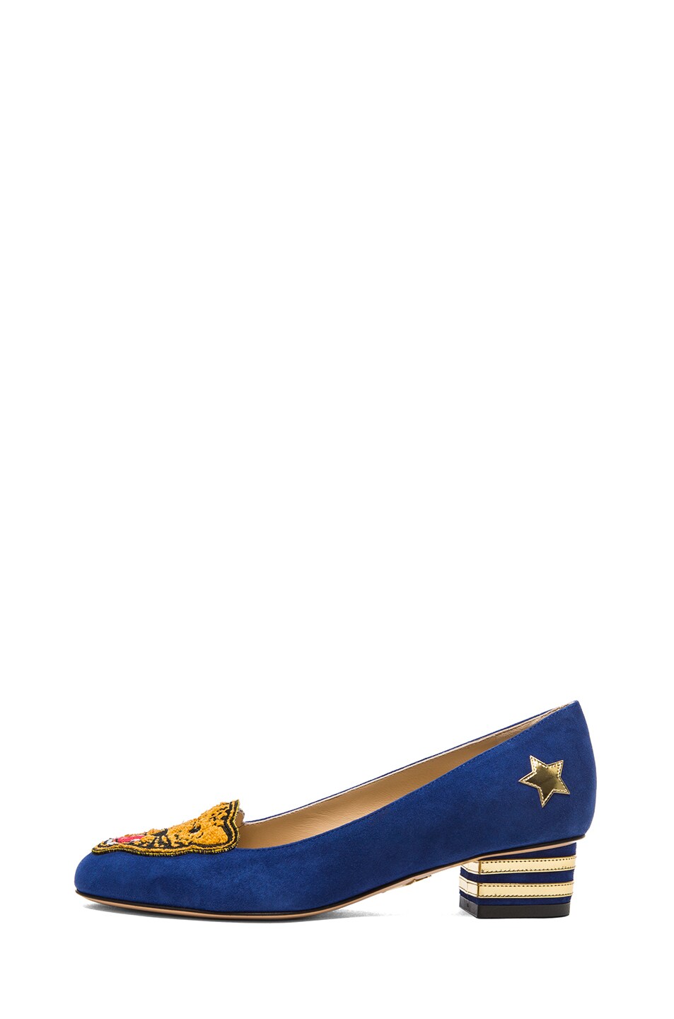 Image 1 of Charlotte Olympia Mascot Suede Heeled Flats in Varsity Blue