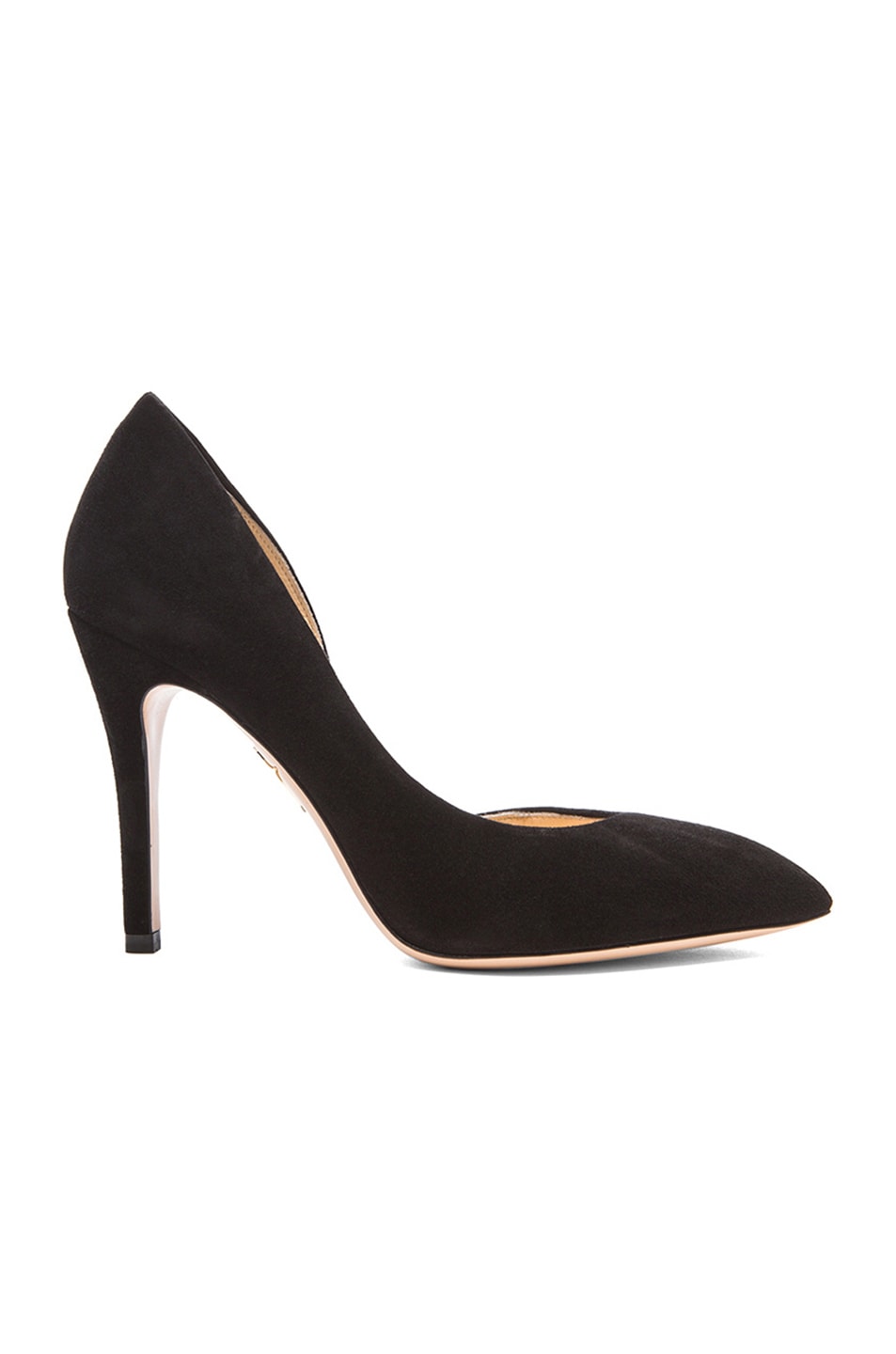 Image 1 of Charlotte Olympia The Lady is a Vamp Suede Heels in Black