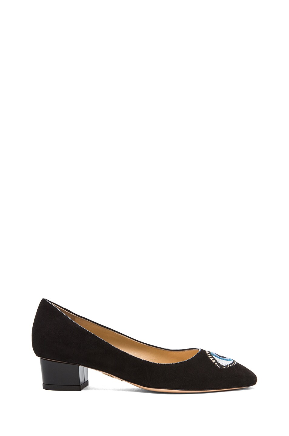 Image 1 of Charlotte Olympia Eyes For You Suede Heeled Flats in Black