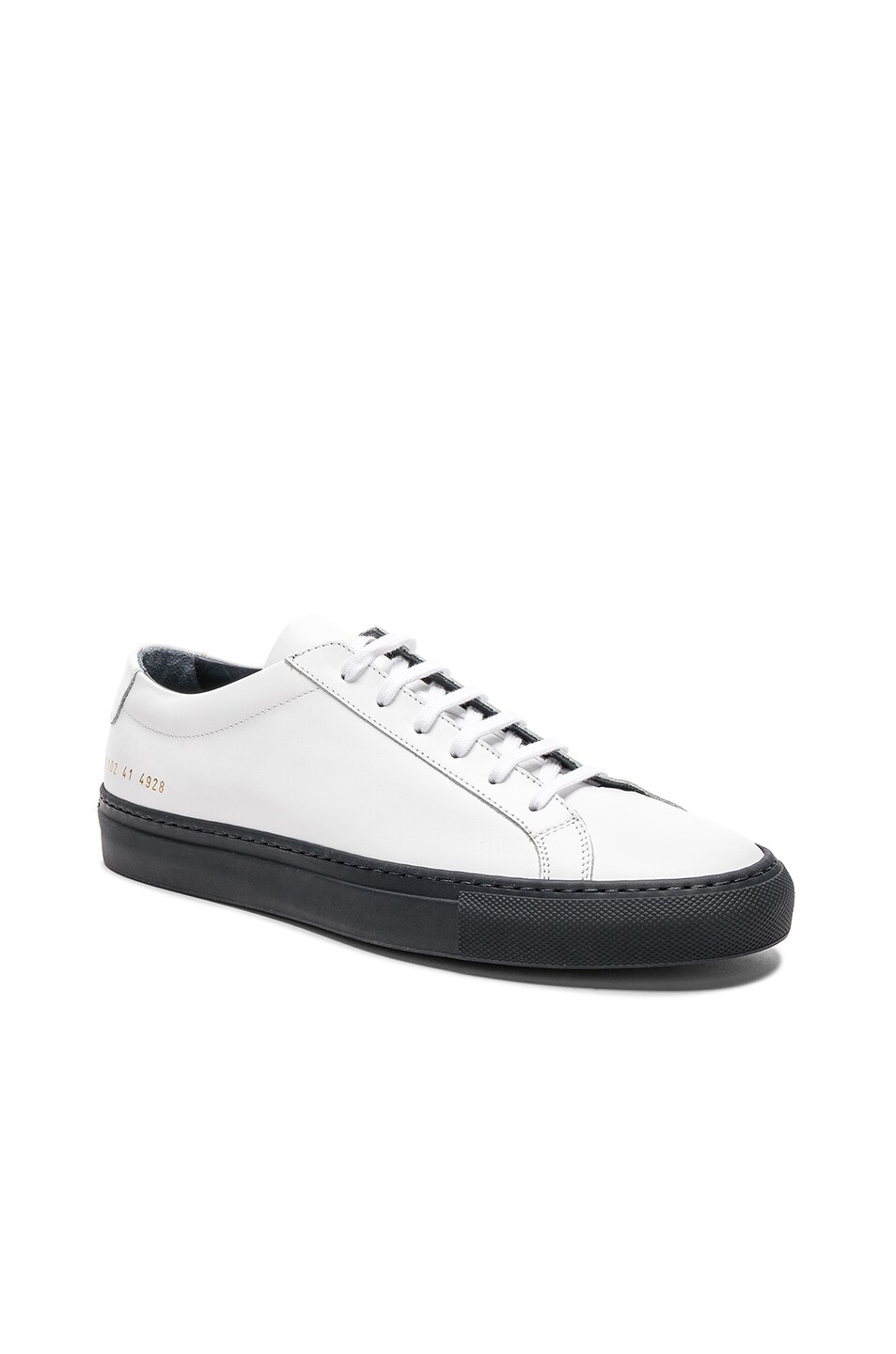 Image 1 of Common Projects Leather Achilles Low White & Navy in White & Navy