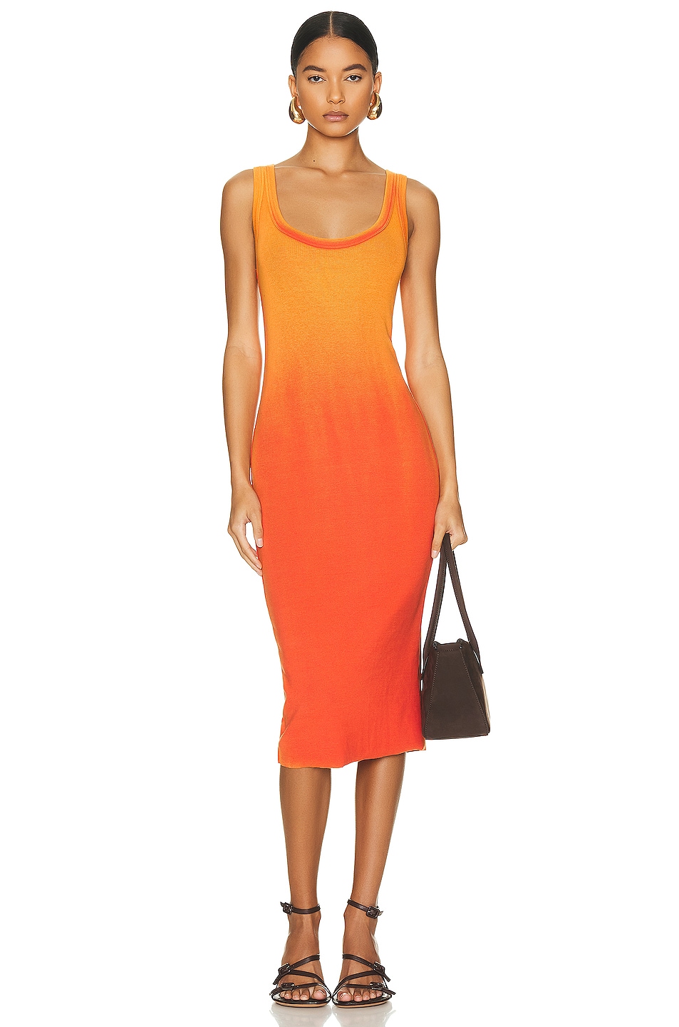 Image 1 of COTTON CITIZEN Verona Midi Dress in Sunny Orange Cast