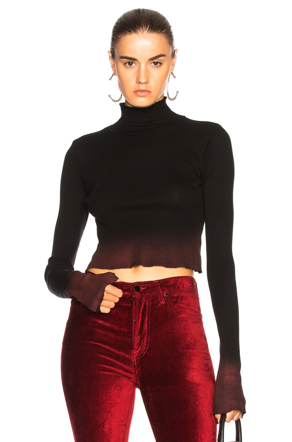 Image 1 of COTTON CITIZEN for FWRD Melbourne Crop Sweater in Black & Red Metallic
