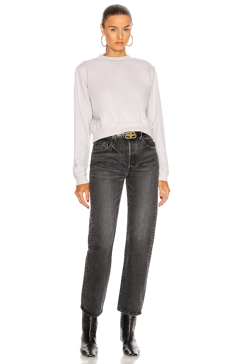 COTTON CITIZEN Milan Crew Neck Sweatshirt in White Stone FWRD