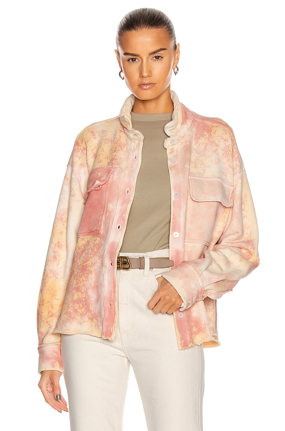Image 1 of COTTON CITIZEN Brooklyn Button Down Shirt Jacket in Dahlia Dust