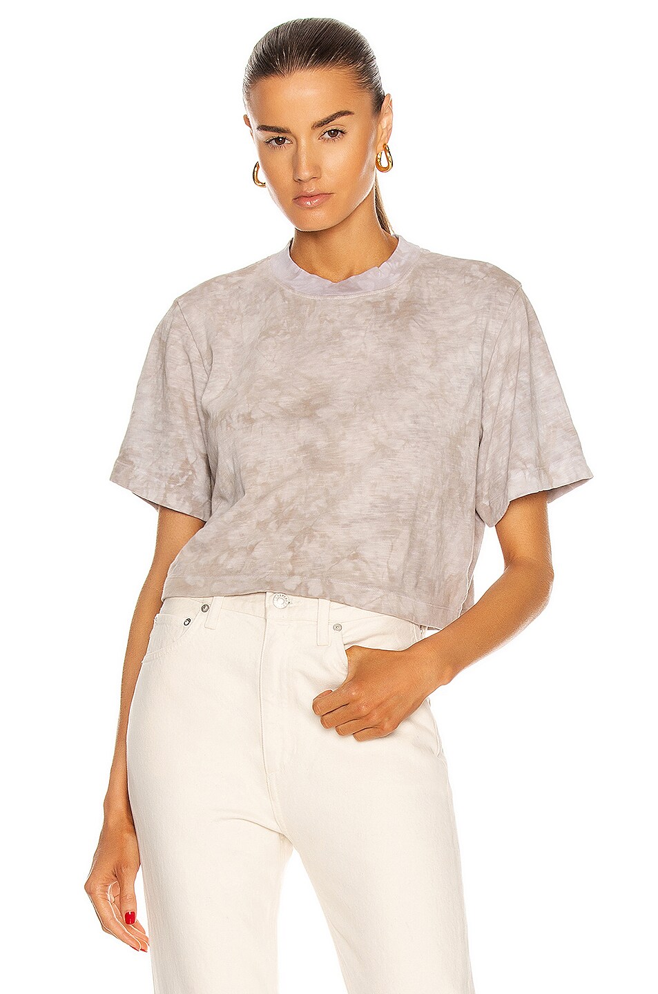 Image 1 of COTTON CITIZEN Tokyo Crop Tee in White Stone Crystal