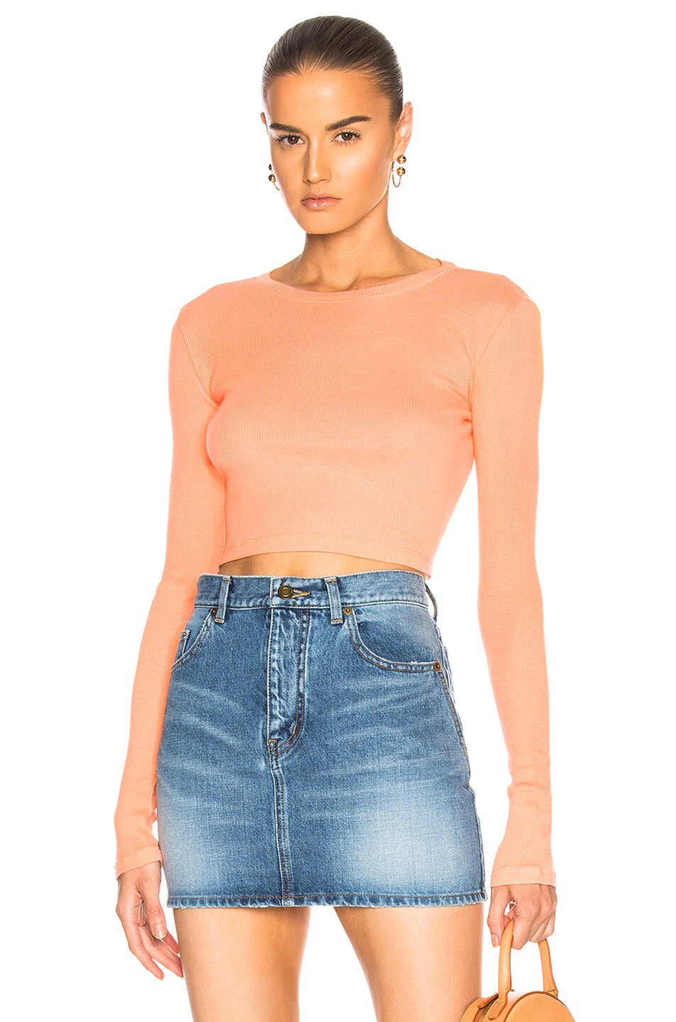 Image 1 of COTTON CITIZEN Venice Crop Long Sleeve in Pastel Coral