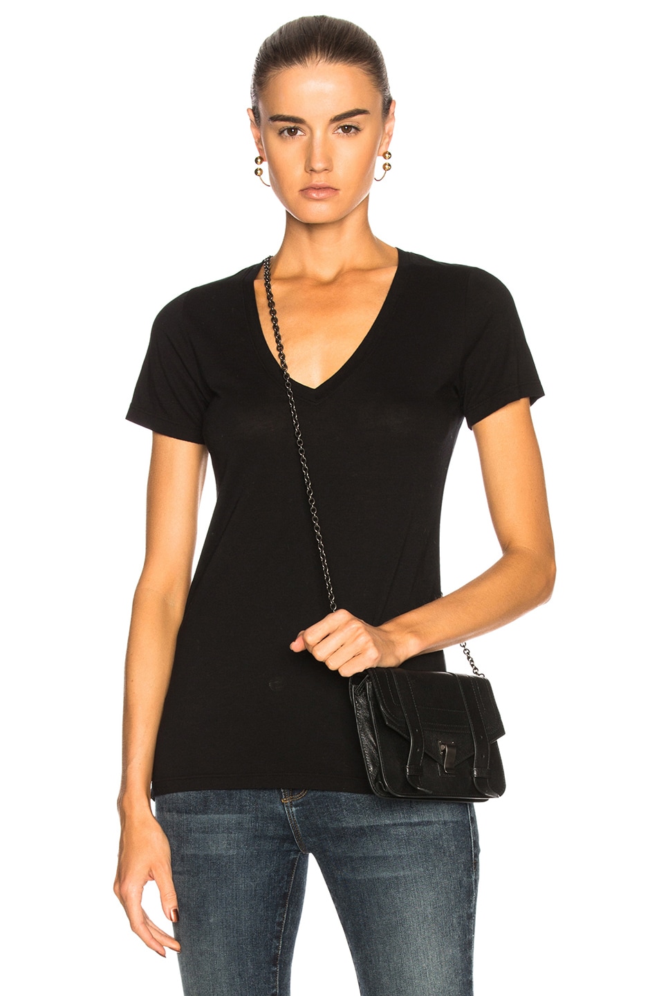 Image 1 of COTTON CITIZEN Classic V Neck Tee in Jet Black