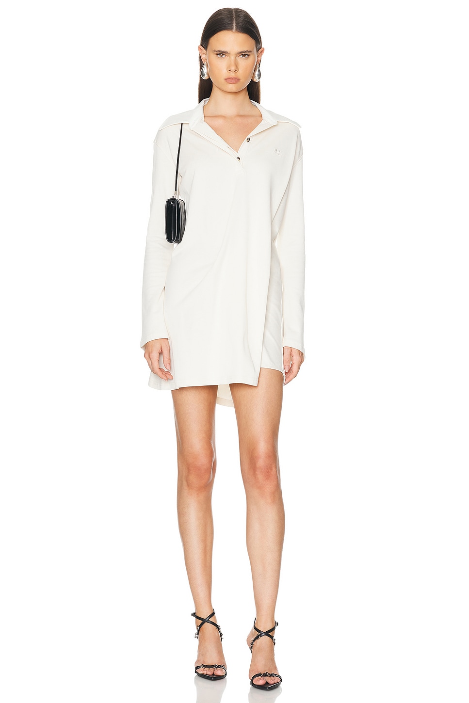 Image 1 of Courreges Twist Cotton Polo Dress in Natural