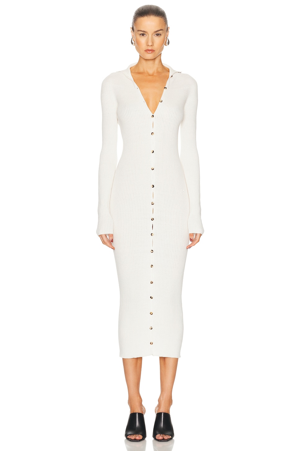 Shop Courrèges Light Rib Cardigan Long Dress