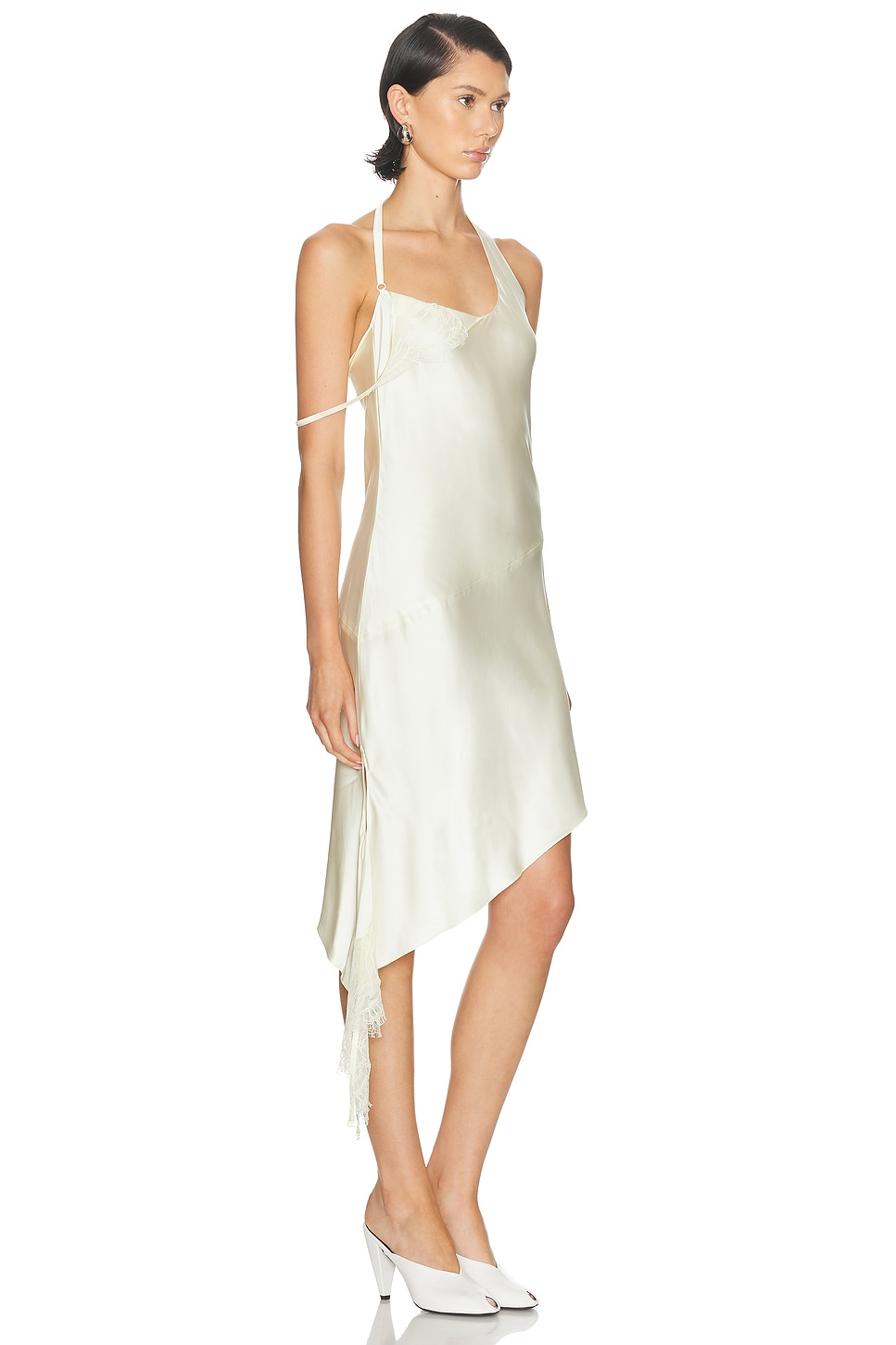 Courrèges Undressed Lace Satin Dress In Yellow