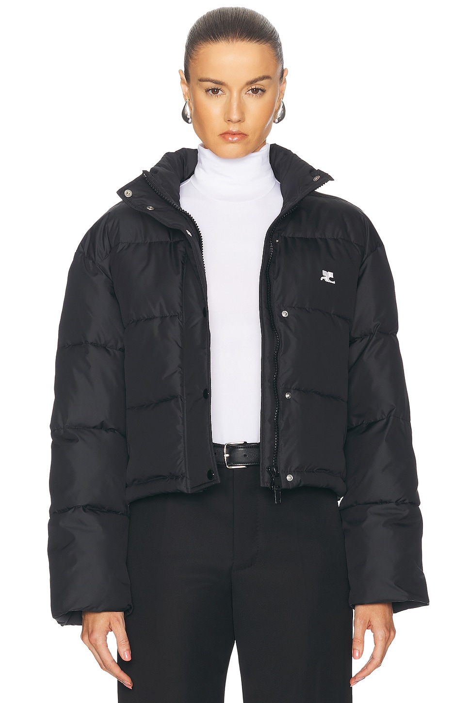 Shop Courrèges Nylon Puffer Jacket In Black