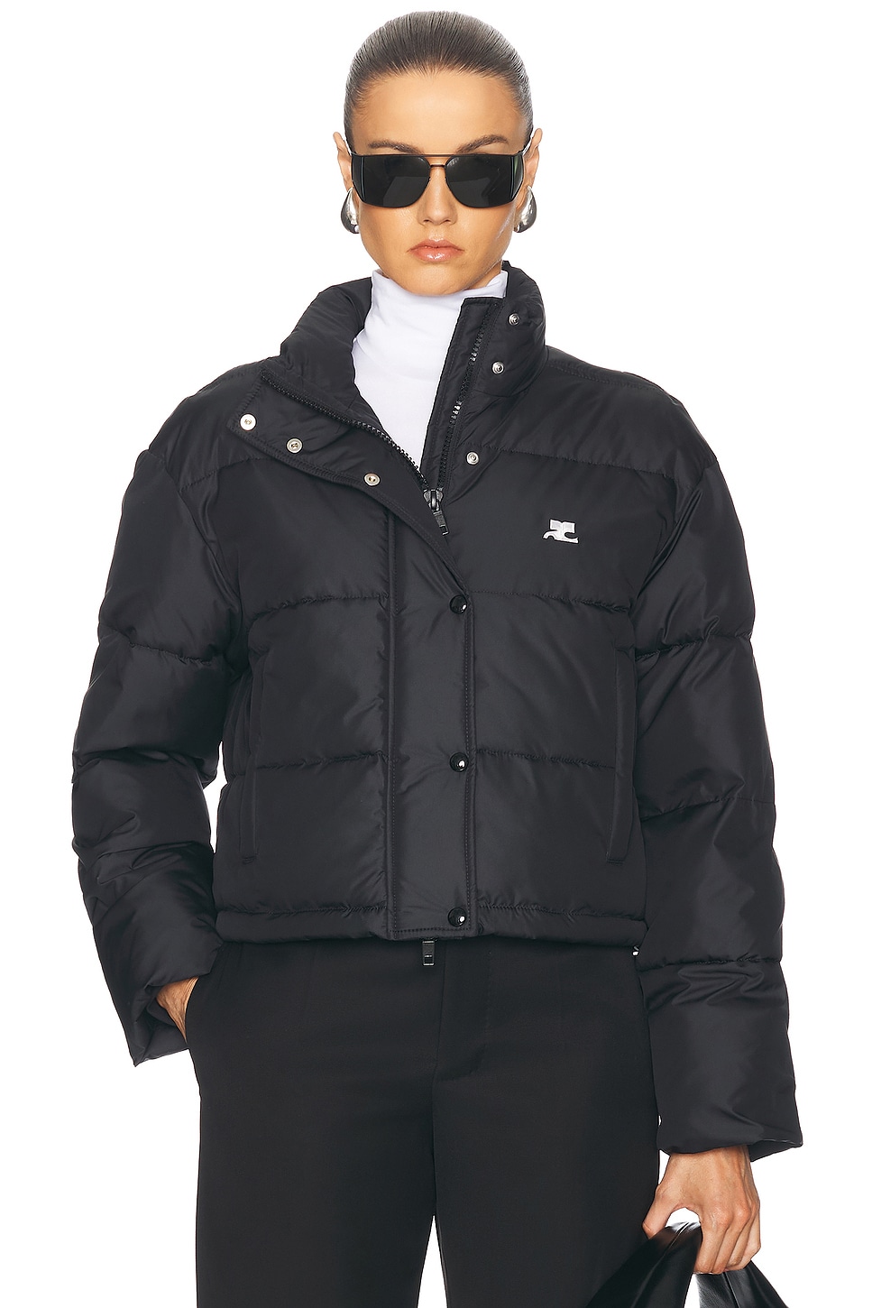 Shop Courrèges Nylon Puffer Jacket In Black