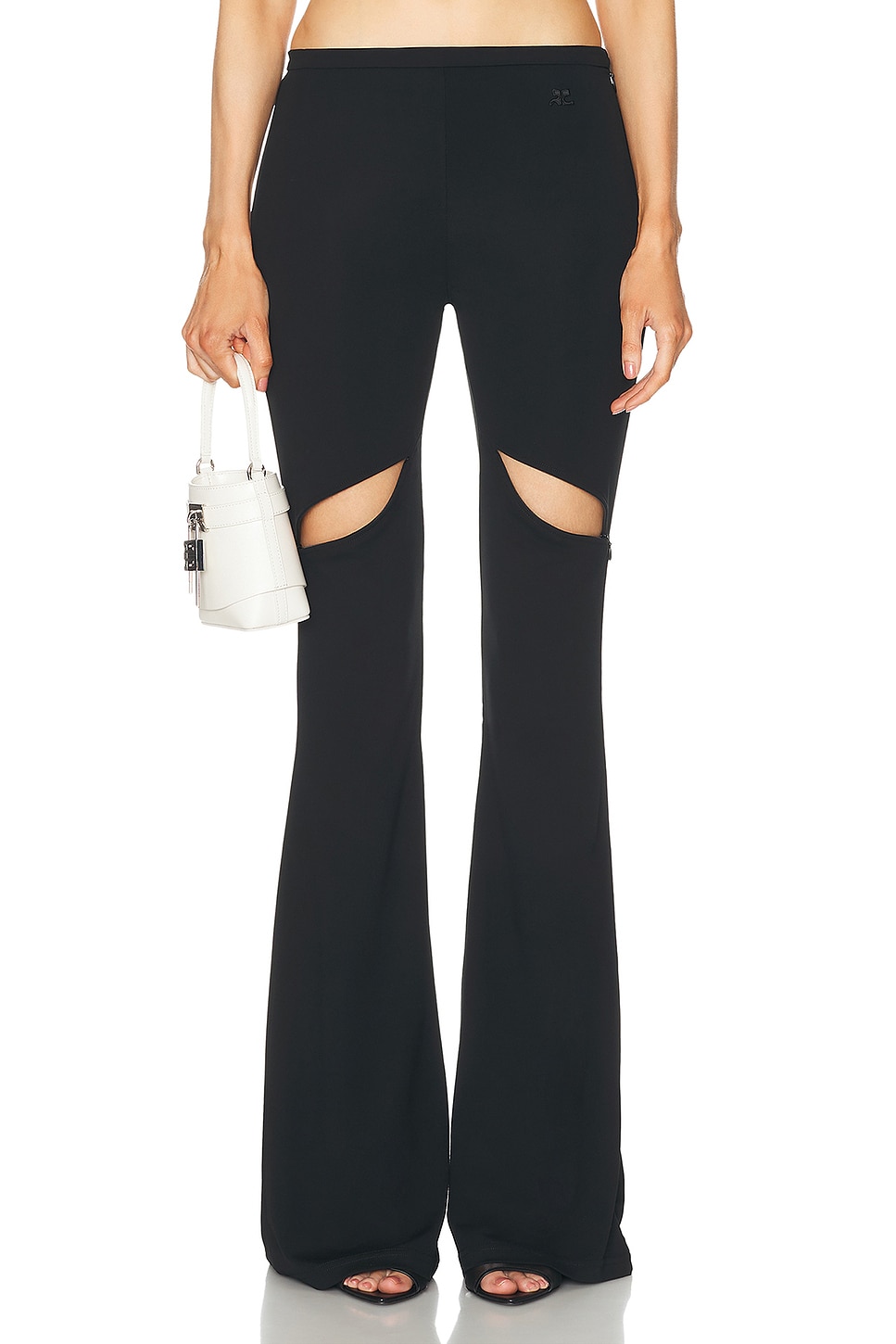 Image 1 of Courreges Ellipse Zip Crepe Jersey Bootcut Pant in Black