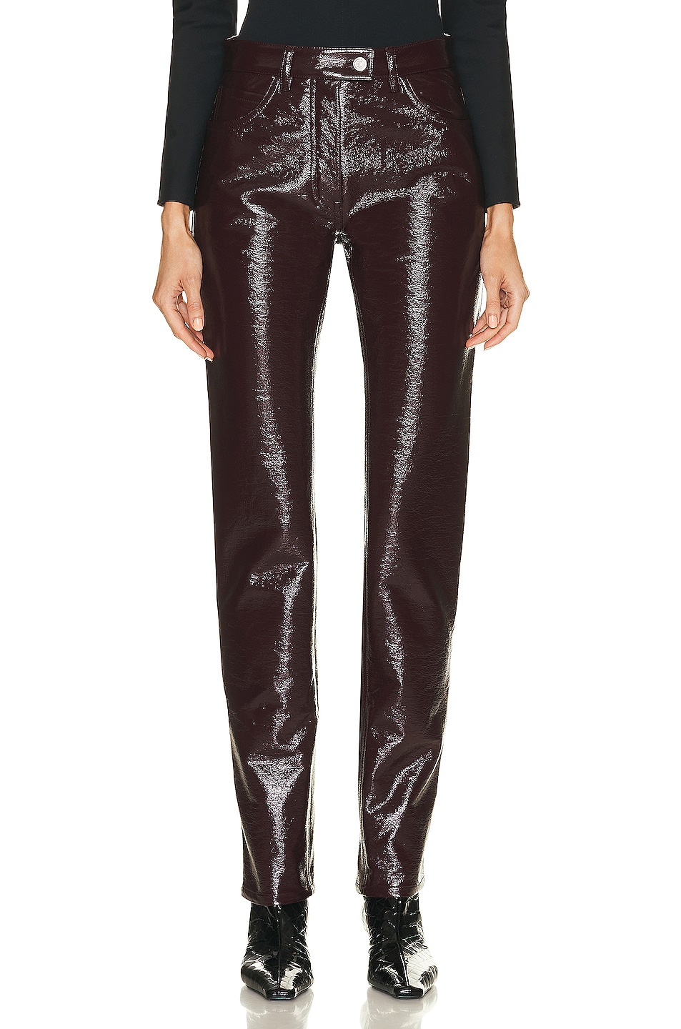 Image 1 of Courreges 5 Poches Vinyl Pant in Burgundy