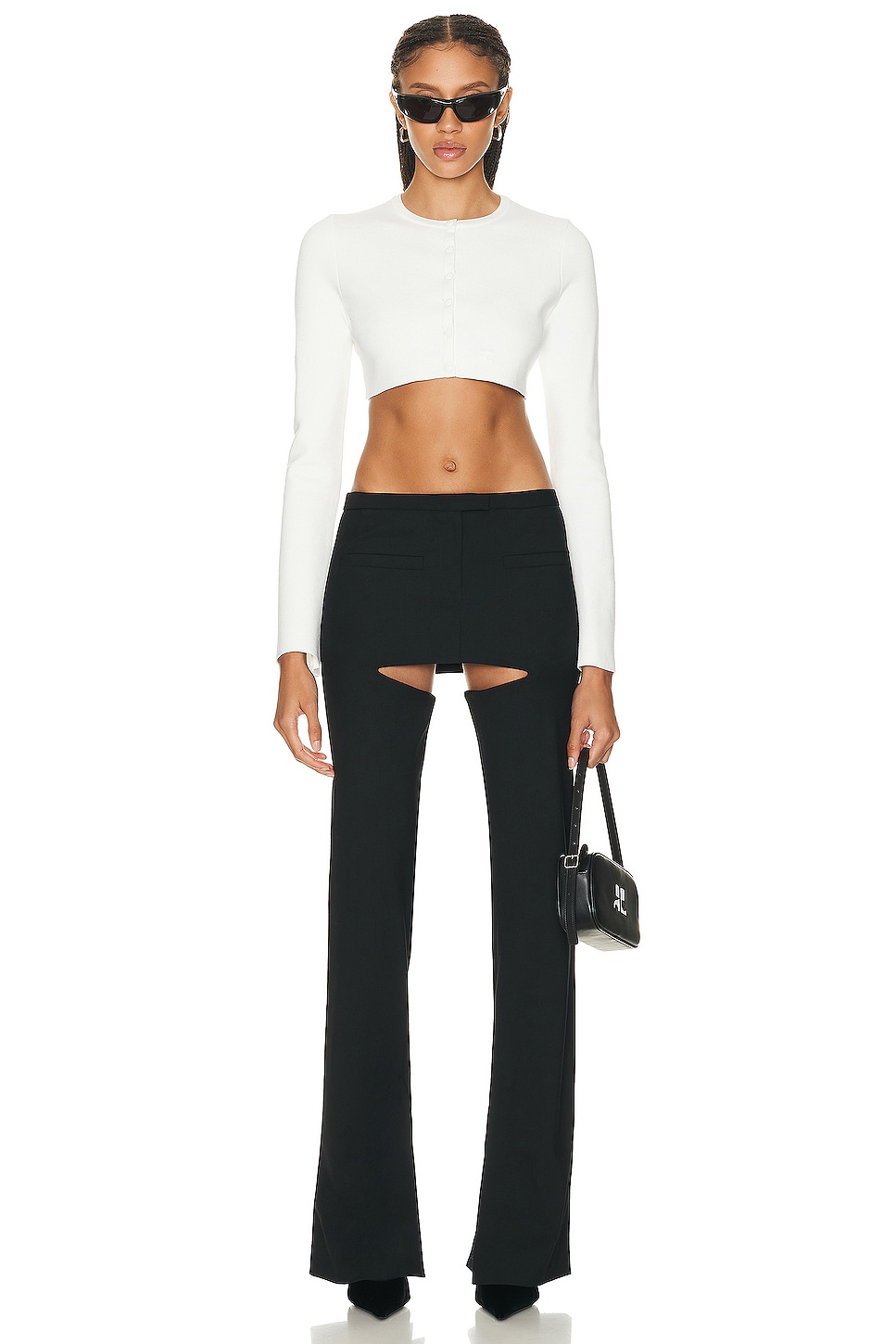 Courreges Chaps Wool Pant in Black FWRD