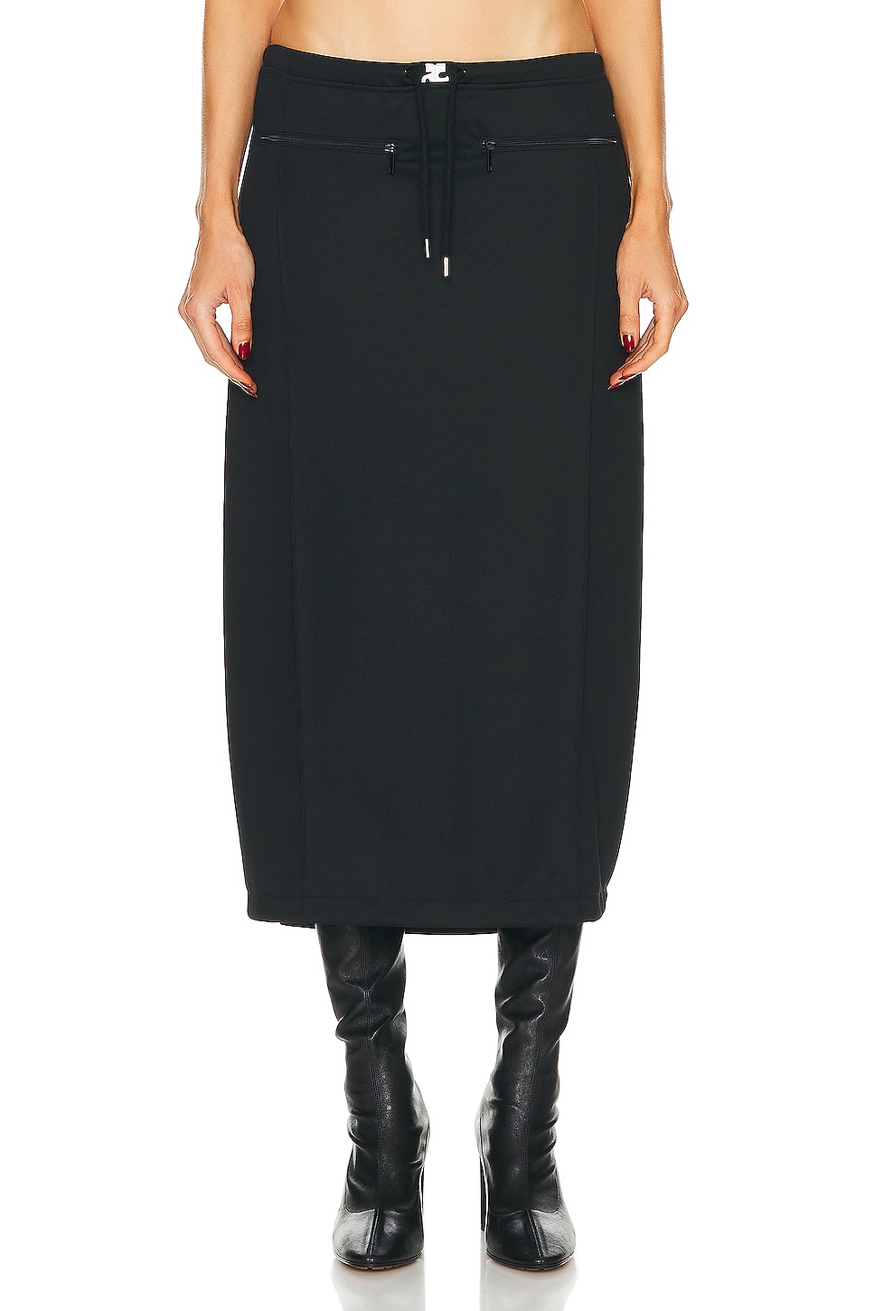 Image 1 of Courreges Tracksuit Interlock Long Skirt in Black