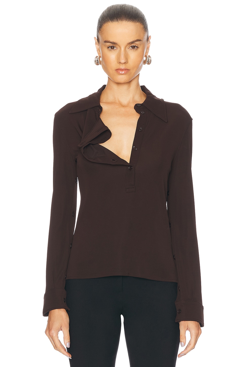 Oblique Crepe Jersey Shirt in Chocolate