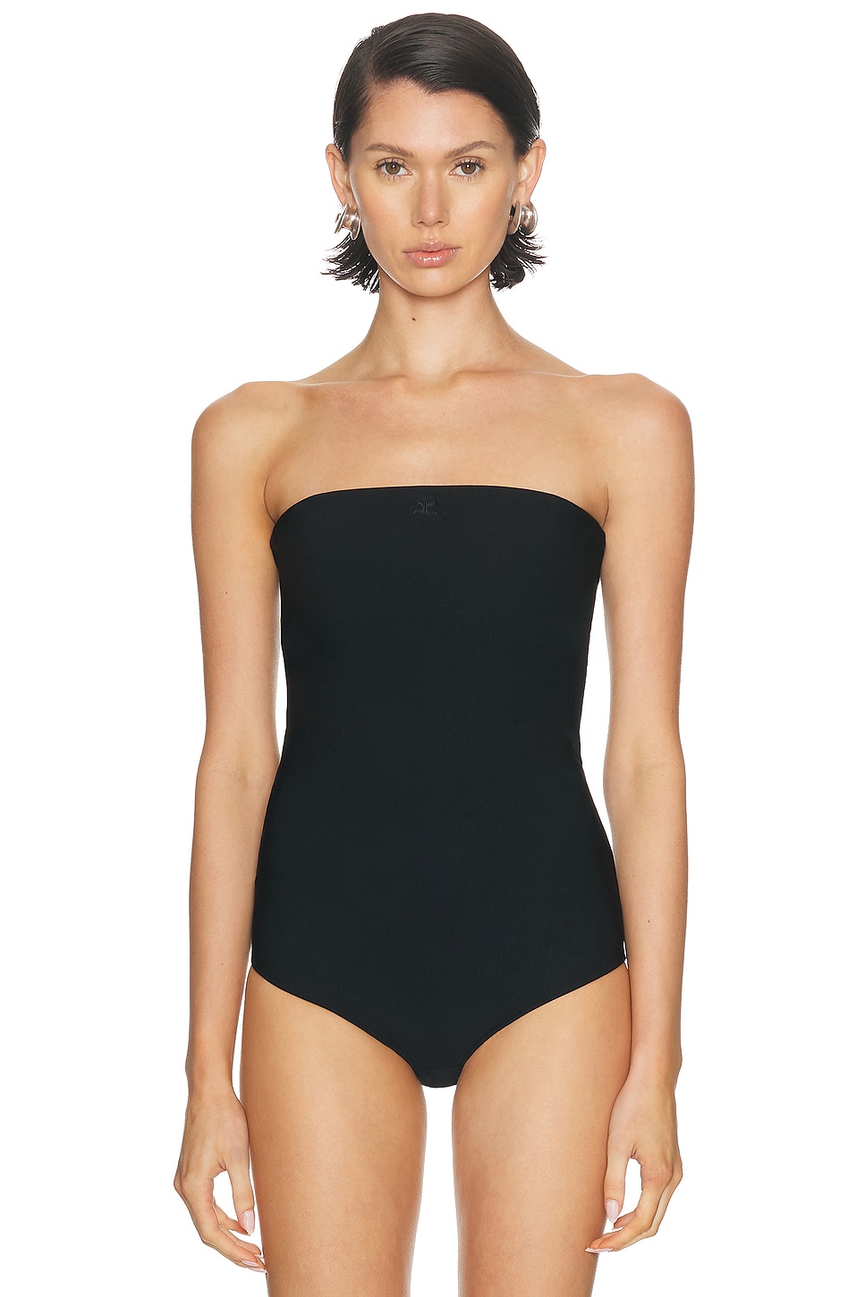 Courrèges Bustier Jersey Bodysuit In Black