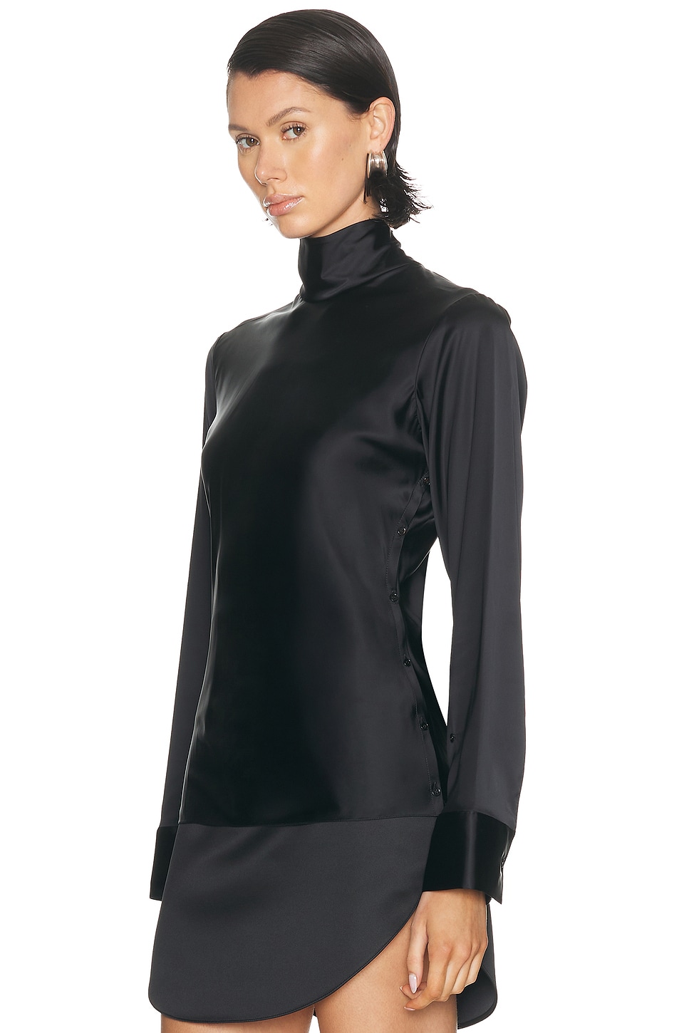 Courrèges Off-shoulder Satin Top In Black