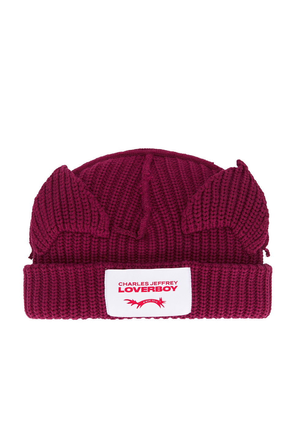 Chunky Ears Beanie in Burgundy