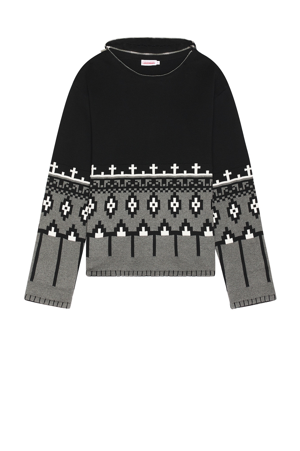 Image 1 of Charles Jeffrey LOVERBOY Boo Jumper in Black & Grey Fairisle