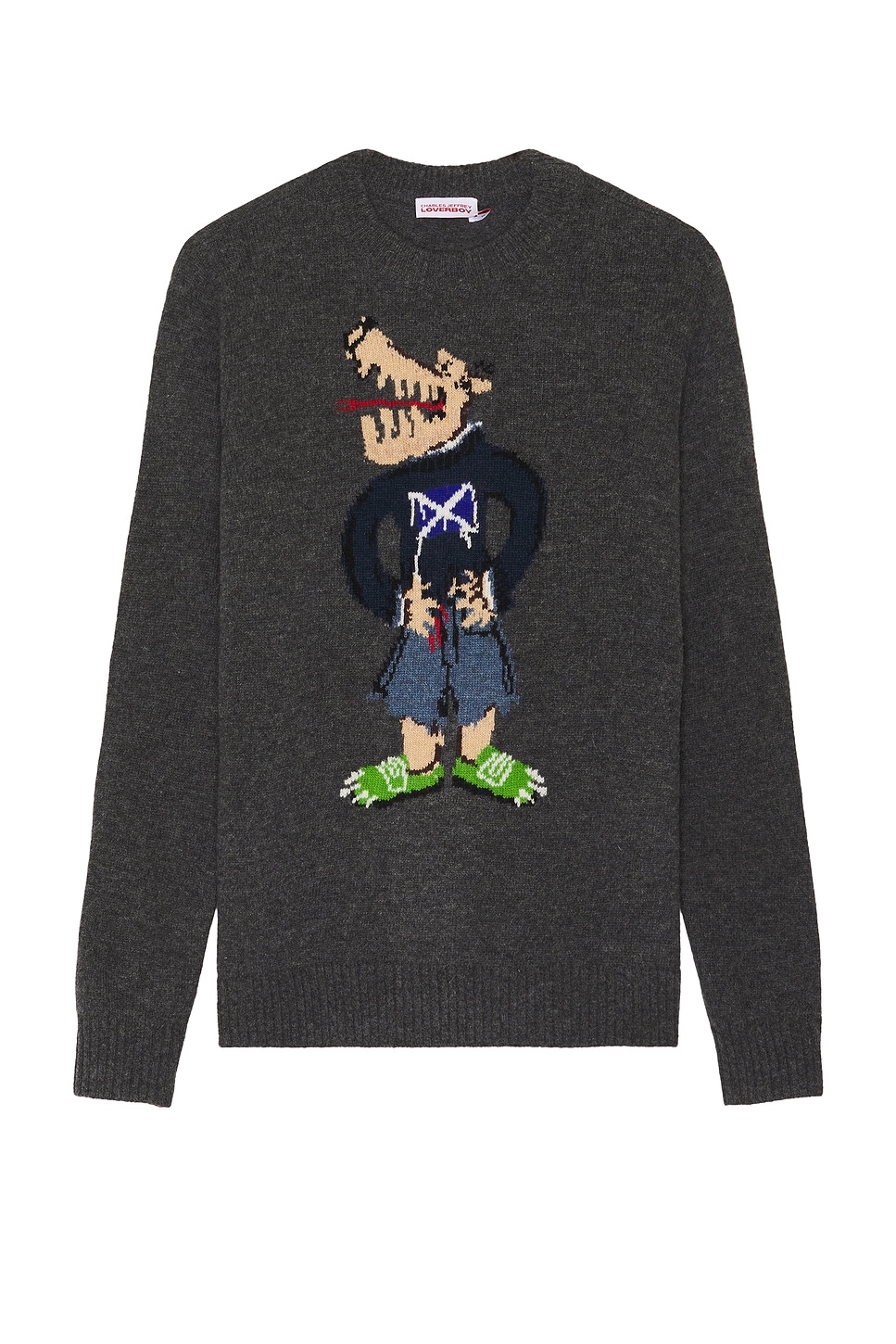 Image 1 of Charles Jeffrey LOVERBOY Scots Wolf Jumper in Grey Marl